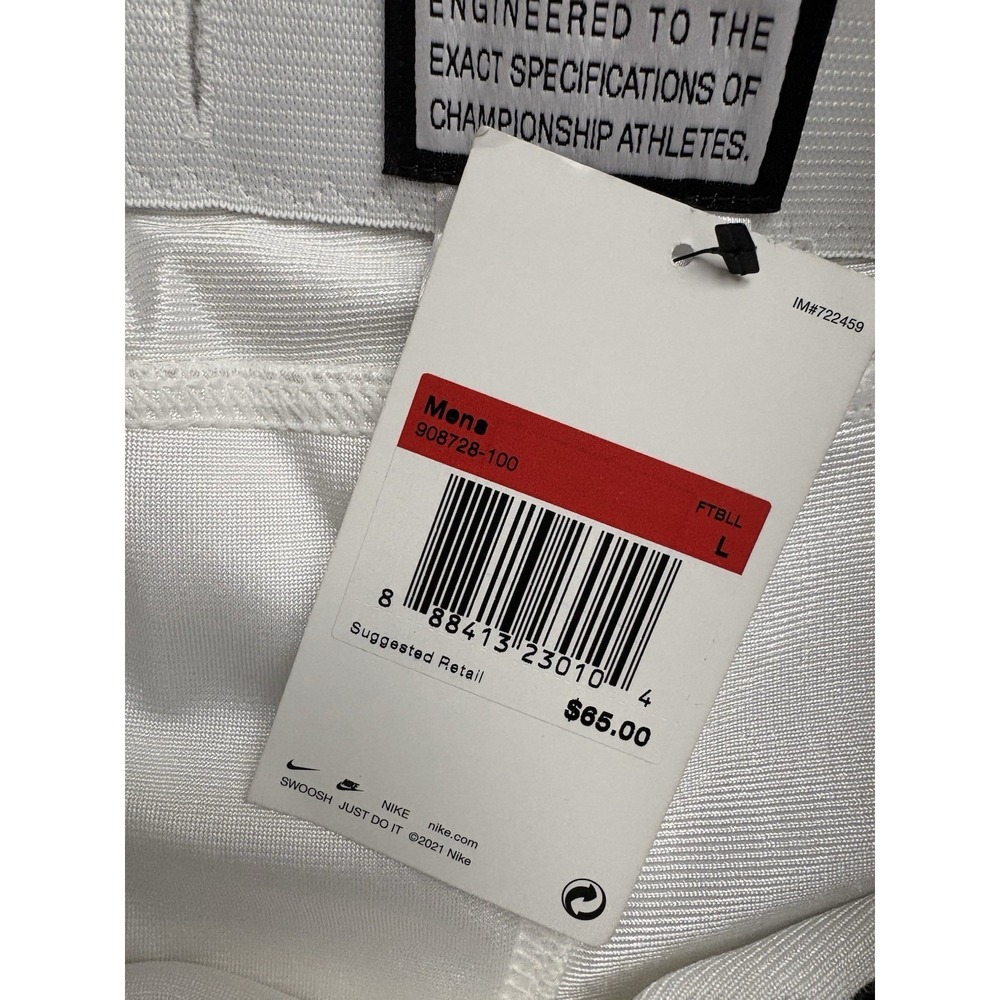 NEW Nike Team Vapor Varsity 3/4 Football Pants White Mens Size LARGE 908728-100 - Picture 4 of 6
